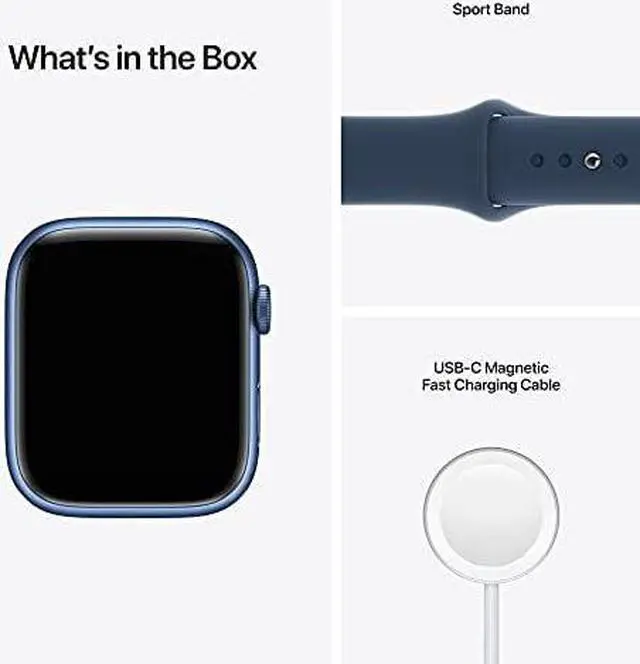 Alt view image 3 of 5 - Apple Watch Series 7 45mm Blue Alum Case w Abyss Blue Sport Band -MKN83LL/A