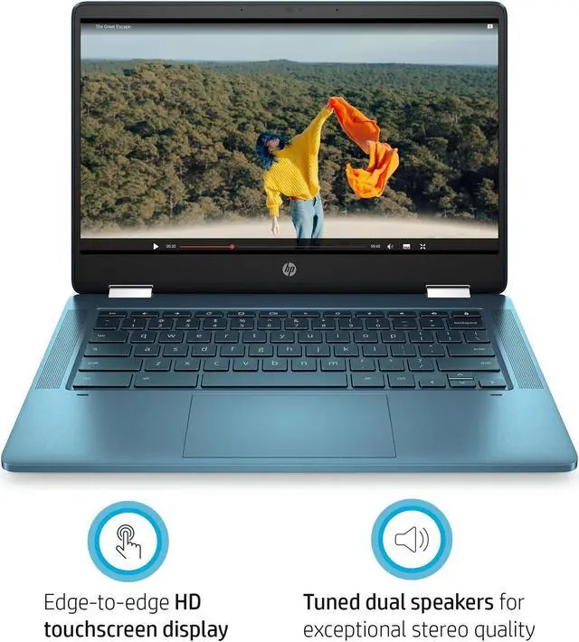 Alt view image 3 of 5 - HP Chromebook 14a-ca 14" HD Intel N4020 1.1GHz 4GB 64GB - Teal- Chrome OS