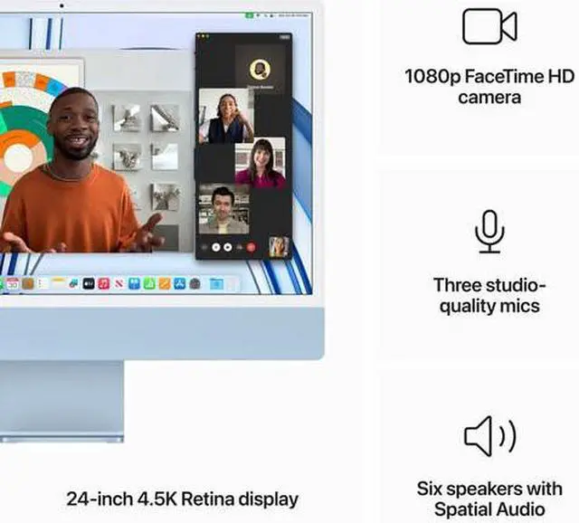 Alt view image 4 of 4 - Apple 24" iMac with Apple M3 Chip 8-core CPU 10-core GPU 8GB, 256GB Blue