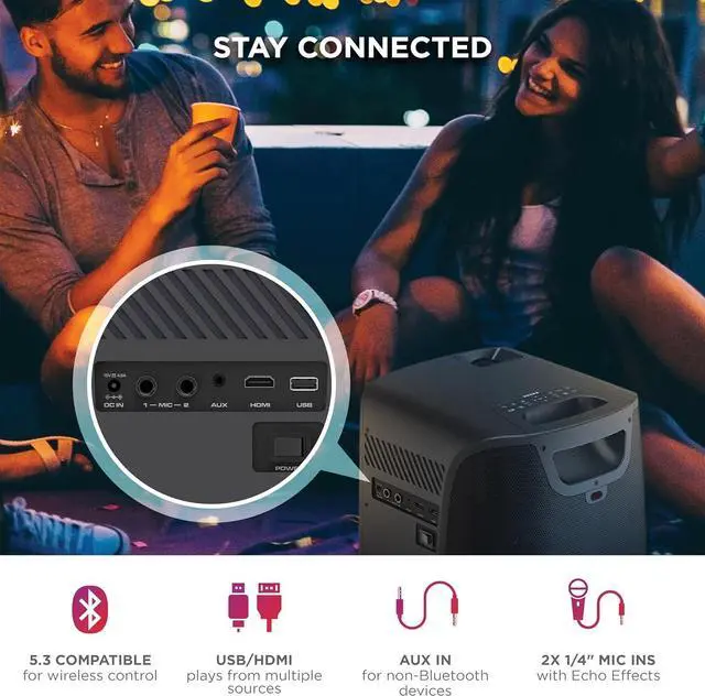 Alt view image 3 of 5 - ION Audio Projector Deluxe HD 720p HD LED BT-enabled