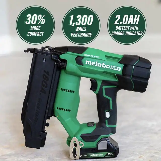 Alt view image 2 of 5 - Metabo HPT 18V MultiVolt Cordless Brad Nailer Kit, 18 Gauge | NT1850DFT