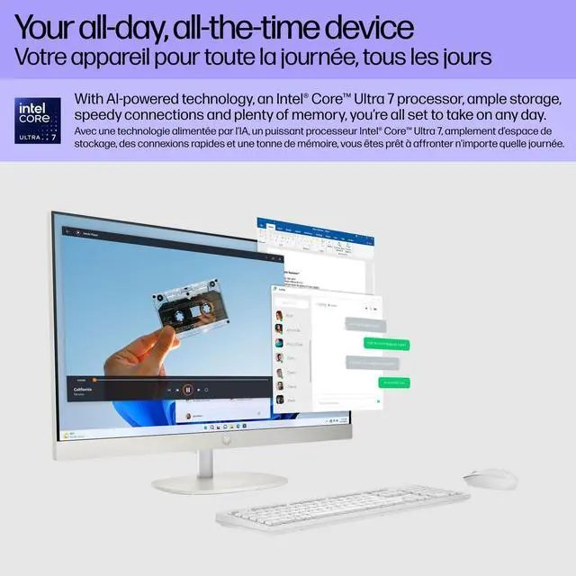 Alt view image 7 of 7 - HP 27-CR00 27" FHD Touch AIO, AMD Ryzen 7 7730U, 16GB, 1TB, W11H, White