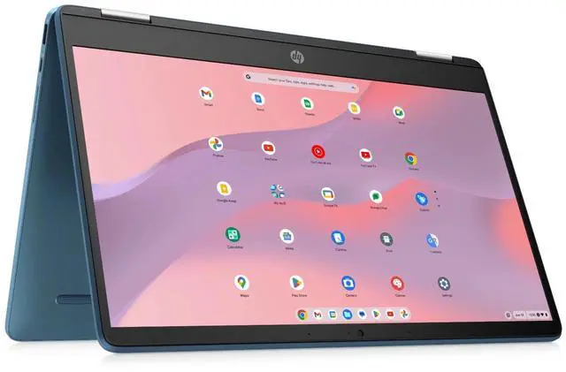 Alt view image 2 of 5 - HP Laptop X360 14a Chromebook 14" HD Touchscreen Intel Celeron, 4GB LPDDR4 64GB eMMC, Metallic Blue