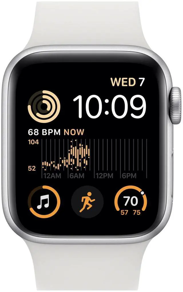 Alt view image 3 of 5 - Apple Watch SE 40mm Silver Alum Case w White Sport Band 2nd Gen MNT93LL/A