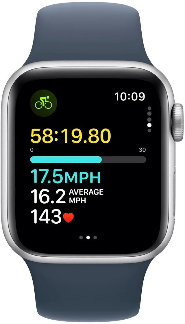Alt view image 3 of 7 - Apple Watch SE Gen 2 GPS 40mm Silver Aluminum Case Blue Band