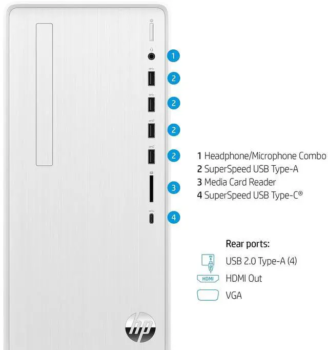 Alt view image 4 of 4 - HP TP01-3003w Pavilion Desktop Intel Core i5-12400 12GB 512GB WIFI BT W11H