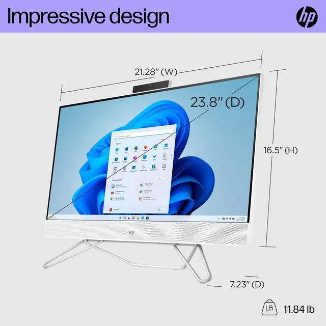 Alt view image 2 of 7 - HP 24-cb1023w 23.8" FHD Touch All-in-One PC Intel i3-1215U 8GB 256GB W11H