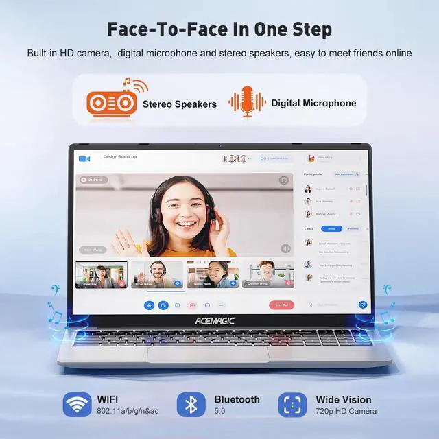 Alt view image 5 of 6 - Acemagic AX15 15.6" FHD Intel N95 1.7GHz 16GB RAM 512GB SSD W11P Silver