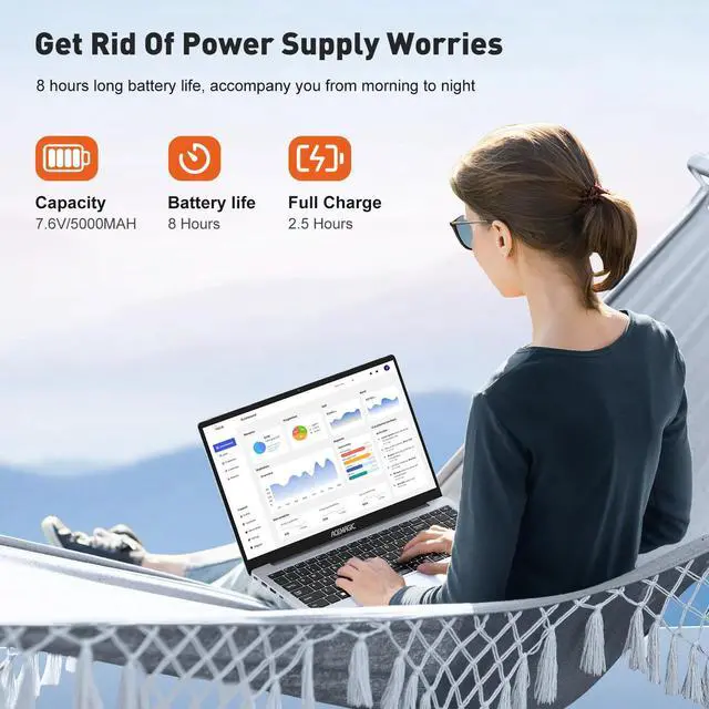 Alt view image 4 of 6 - Acemagic AX15 15.6" FHD Intel N95 1.7GHz 16GB RAM 512GB SSD W11P Silver