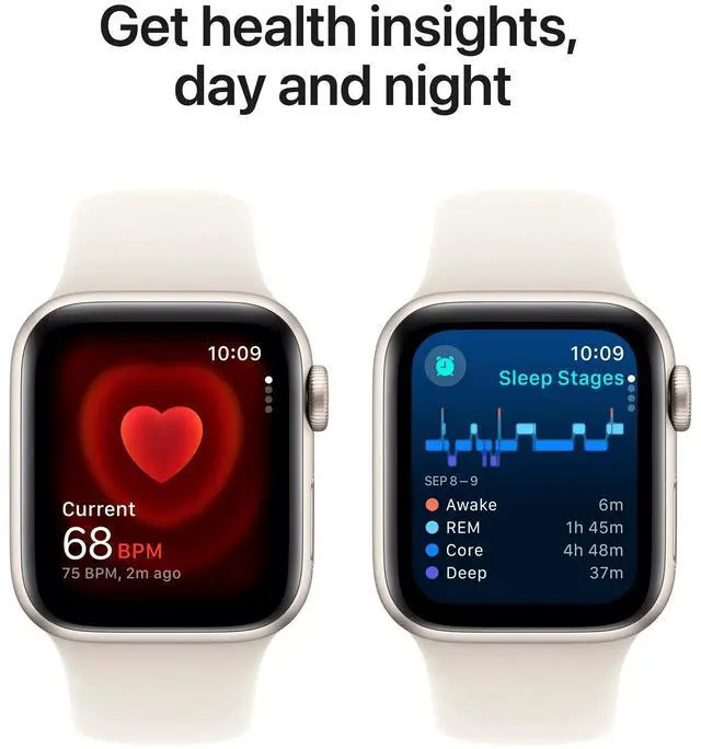 Alt view image 5 of 5 - Apple Watch SE 2nd Gen GPS 44mm Silver Aluminum Case White Band, M/L