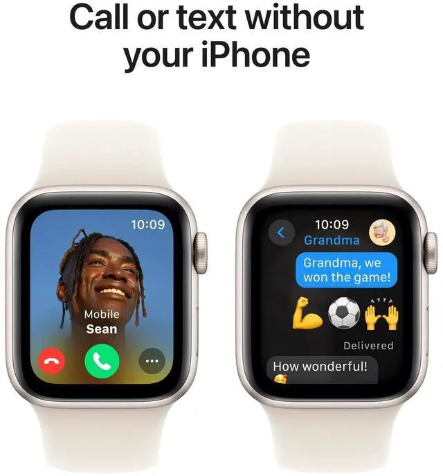 Alt view image 4 of 5 - Apple Watch SE 2nd Gen GPS 44mm Silver Aluminum Case White Band, M/L
