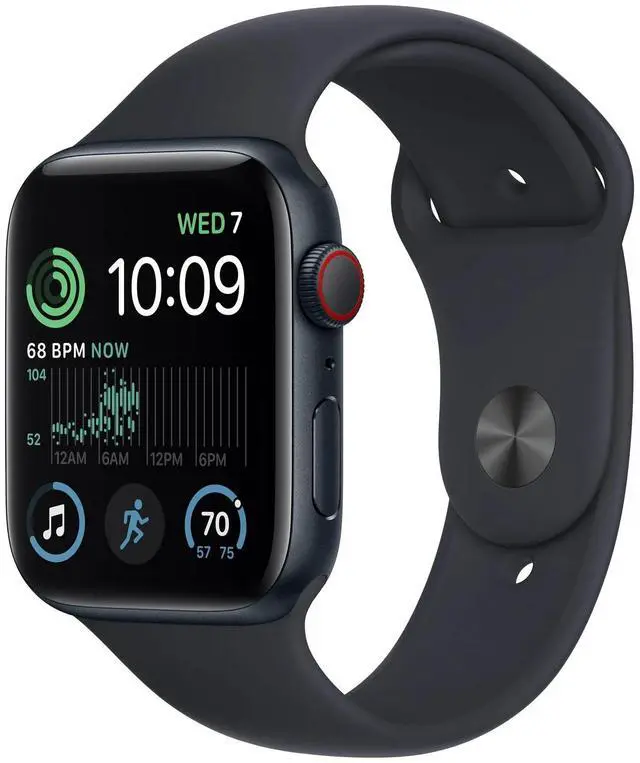 Main image of Apple Watch SE 2 GPS + Cell 44mm Midnight Aluminum Case Midnight Band -M/L