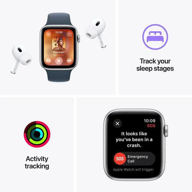 Alt view image 7 of 7 - Apple Watch SE 2nd Gen 40mm Smartwatch with GPS, Midnight