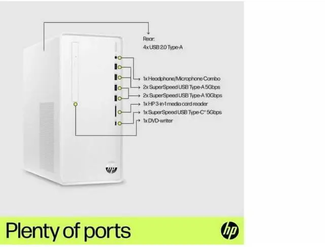 Alt view image 5 of 5 - HP Pavilion TP01-5009 Desktop, Intel Core i5-14400, 8GB, 512GB, Windows 11