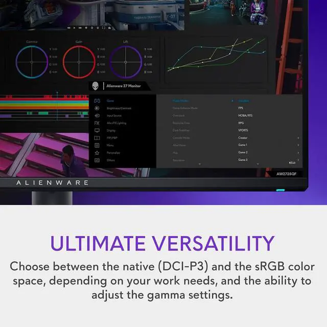 Alt view image 5 of 5 - Dell Alienware AW2725QF 27" Dual-Resolution Gaming Monitor 4K-FHD 180Hz-360Hz