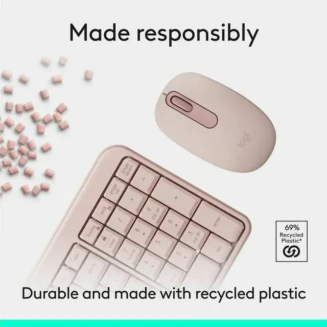 Alt view image 4 of 5 - Logitech MK250 Bluetooth Wireless Mouse and Keyboard Combo - Rose