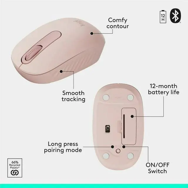 Alt view image 5 of 5 - Logitech MK250 Bluetooth Wireless Mouse and Keyboard Combo - Rose