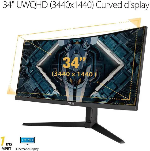 Alt view image 9 of 12 - ASUS TUF Gaming VG34VQL1B 34" Curved HDR Monitor, WQHD (3440 x 1440), 165Hz, 1ms, Extreme Low Motion Blur, FreeSync Premium, Eye Care, 2 x DisplayPort 2 x HDMI USB, Height Adjustable, DisplayHDR 400