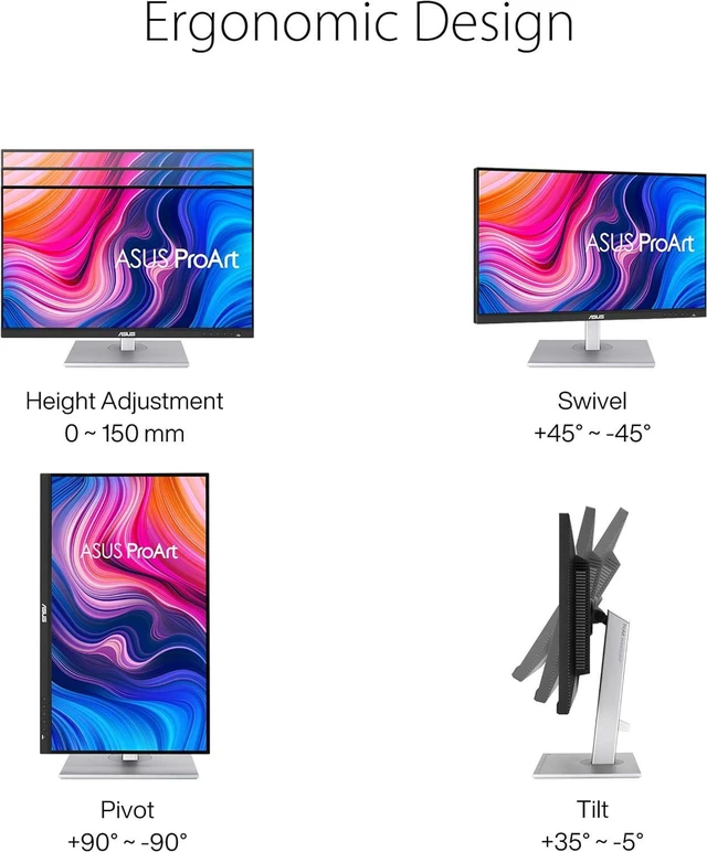 Alt view image 12 of 13 - ASUS ProArt Display PA279CV 27" 4K HDR UHD (3840 x 2160) Monitor, IPS, 100% sRGB/Rec. 709, Delta E < 2, USB-C DisplayPort HDMI USB Hub, Calman Verified, Eye Care, Tilt Pivot Swivel Height Adjustable