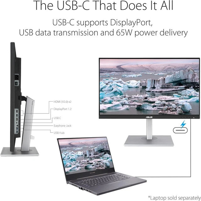 Alt view image 13 of 13 - ASUS ProArt Display PA279CV 27" 4K HDR UHD (3840 x 2160) Monitor, IPS, 100% sRGB/Rec. 709, Delta E < 2, USB-C DisplayPort HDMI USB Hub, Calman Verified, Eye Care, Tilt Pivot Swivel Height Adjustable