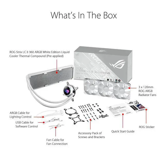 Alt view image 5 of 5 - ASUS ROG Strix LC II 360 ARGB White Edition all-in-one liquid CPU cooler
