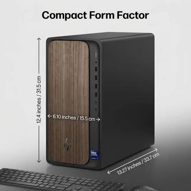 Alt view image 9 of 10 - HP - OmniDesk Desktop - Intel Core Ultra 7 265F 2025 - 32GB Memory - NVIDIA GeForce RTX 5060 - 1TB SSD - Dark Wood