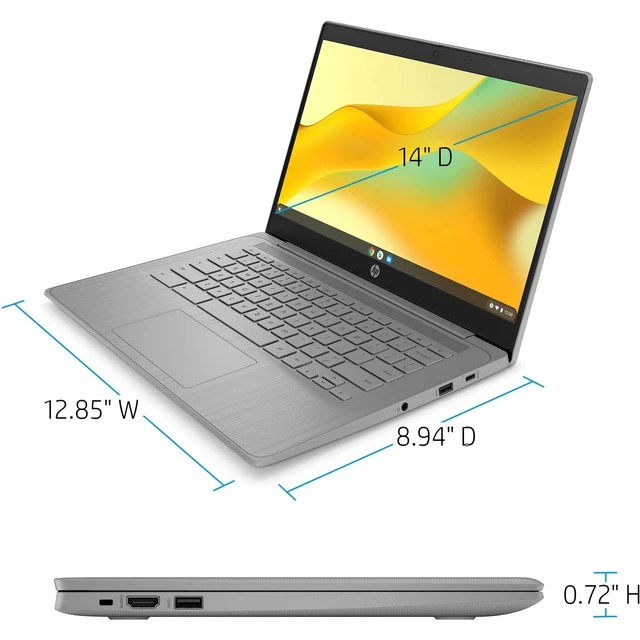 Alt view image 3 of 5 - HP 14a-ne100 Chromebook: 14'' HD, Celeron N4500, 4GB, 64GB eMMC, Chrome OS