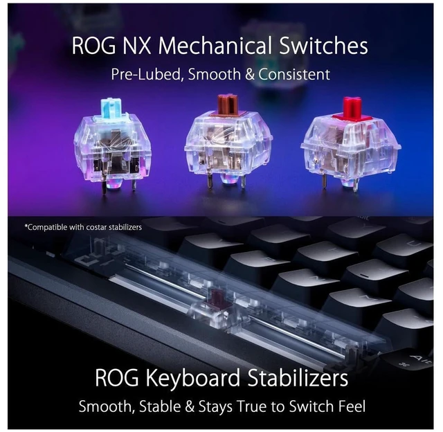 Alt view image 5 of 7 - ASUS ROG Azoth 75% Wireless DIY Custom Gaming Keyboard, ROG NX Storm, Black