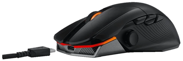 Alt view image 5 of 5 - ASUS ROG Chakram X Gaming Mouse - Tri-mode Connectivity (2.4GHz RF, Bluetooth, Wired), 36000 DPI Sensor, 8000 Hz Polling, Detachable Joystick, Paracord USB-C Cable, Aura Sync RGB, Qi Charging, Black