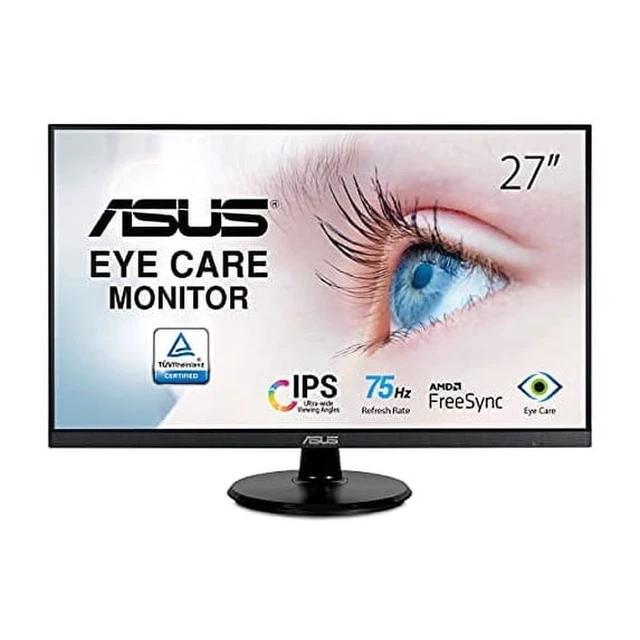 Alt view image 2 of 5 - ASUS VA27DQ 27" FHD Eye Care IPS Monitor | 75Hz 5ms HDMI DP VGA Speakers