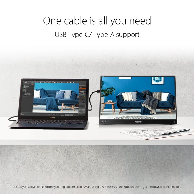 Alt view image 3 of 5 - ASUS ZenScreen MB16ACV 15.6" Portable Monitor | 1080p IPS, USB-C