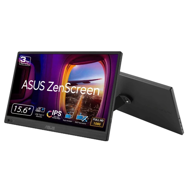 Alt view image 2 of 6 - Asus MB169CK ZenScreen 16 Inches Portable USB Monitor - Black - Full HD (1920 x 1080) - 16:9 Aspect Ratio - 2x USB-C - Anti-glare - Flicker Free