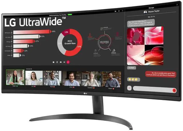 Alt view image 4 of 6 - LG UltraWide 34WR50QK-B 34" WQHD Curved Monitor, Black