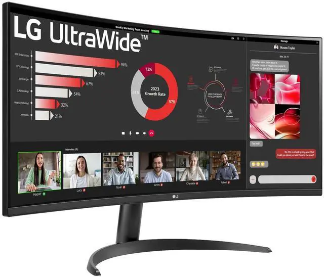 Alt view image 3 of 6 - LG UltraWide 34WR50QK-B 34" WQHD Curved Monitor, Black