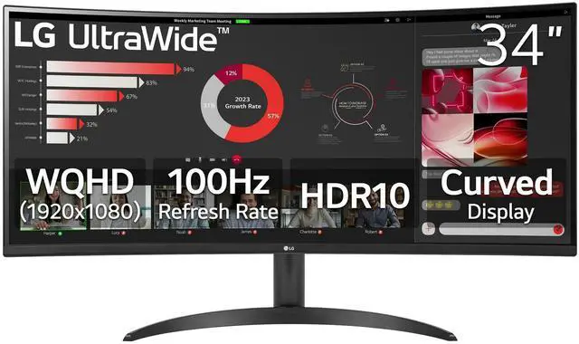 Alt view image 6 of 6 - LG UltraWide 34WR50QK-B 34" WQHD Curved Monitor, Black