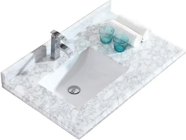Alt view image 5 of 5 - Odyssey - 36 - White Carrara Marble Countertop with Rectangular Sink