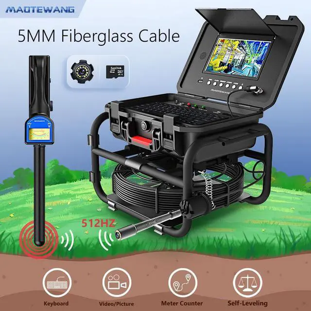 Alt view image 3 of 7 - IPS HD DVR Sewer Pipe Inspection Camera 9 Inch Pipe Industrial Camera Self-Leveling 512HZ Locator Pipe Inspection Camera Endoscope 60M Pipe Inspection Camera