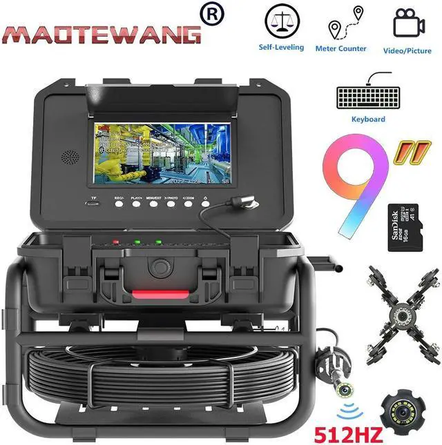 Main image of IPS HD DVR Sewer Pipe Inspection Camera 9 Inch Pipe Industrial Camera Self-Leveling 512HZ Locator Pipe Inspection Camera Endoscope 20M Pipe Inspection Camera 5MM fiberglass wire