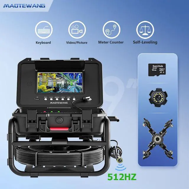 Alt view image 3 of 7 - IPS HD DVR Sewer Pipe Inspection Camera 9 Inch Pipe Industrial Camera Self-Leveling 512HZ Locator Pipe Inspection Camera Endoscope 40M Pipe Inspection Camera 7MM fiberglass wire