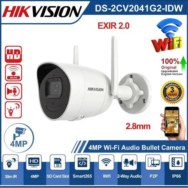 Main image of DS-2CV2041G2-IDW 4MP WiFi 2-Way Audio WDR Fixed Bullet IP Camera 2.8mm