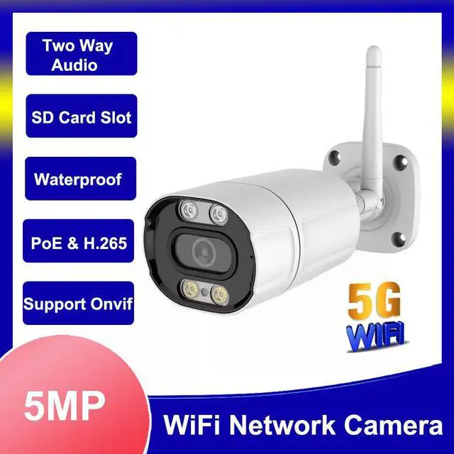 WIFI 5G 5MP 25 fps Wired IP66 PoE Bullet IP Camera TF Card
