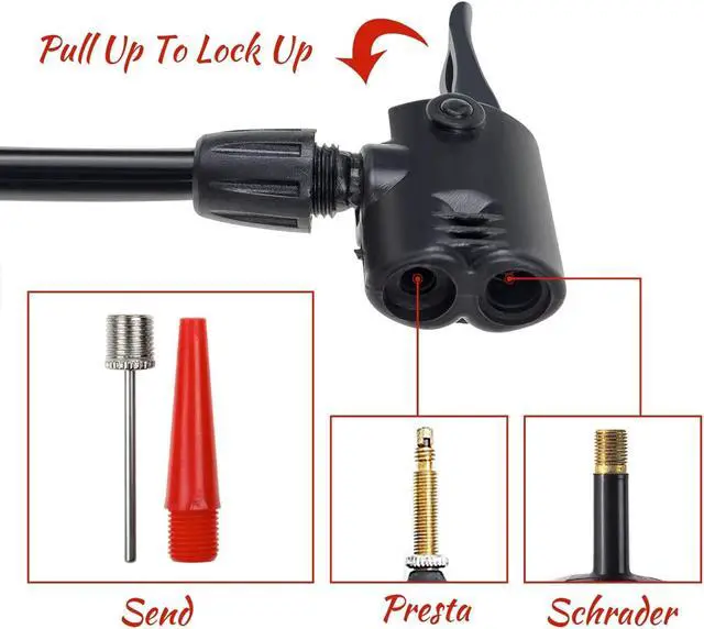 Alt view image 5 of 7 - Maxfoot Mini Bicycle Foot Pump Bike Floor Pumps with Pressure Gauge, Aluminum Air Pump Bike Tire Inflator Portable Cycling Fits Presta & Schrader Valve