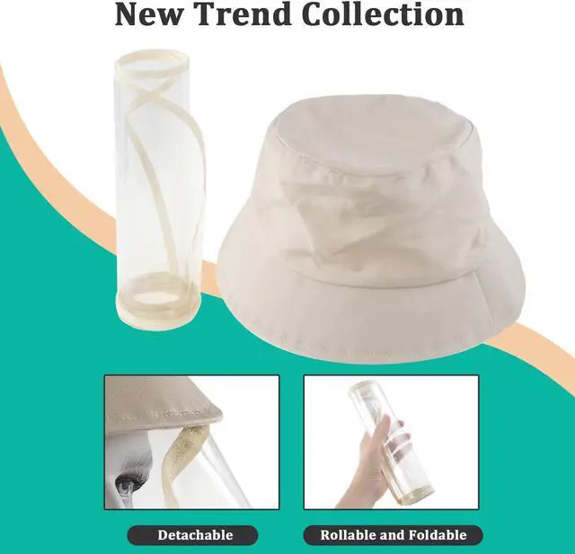 Alt view image 5 of 7 - Maxfoot Cotton Fisherman Hat Fishing Cap with Protective Bucket Hat Removable TPU Face Shield Protective Transparent Hat Cover Outdoor Sports for Men and Women