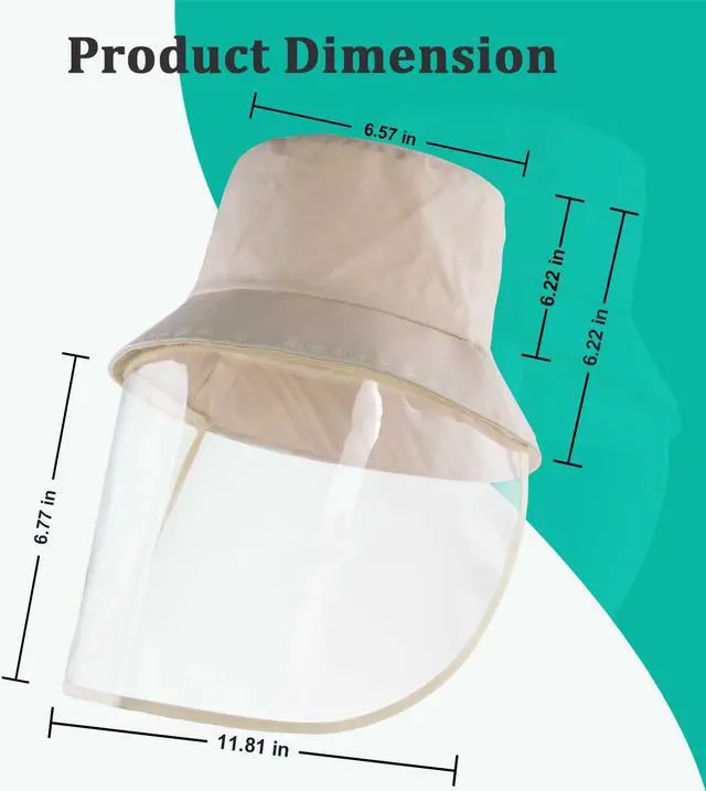 Alt view image 2 of 7 - Maxfoot Cotton Fisherman Hat Fishing Cap with Protective Bucket Hat Removable TPU Face Shield Protective Transparent Hat Cover Outdoor Sports for Men and Women
