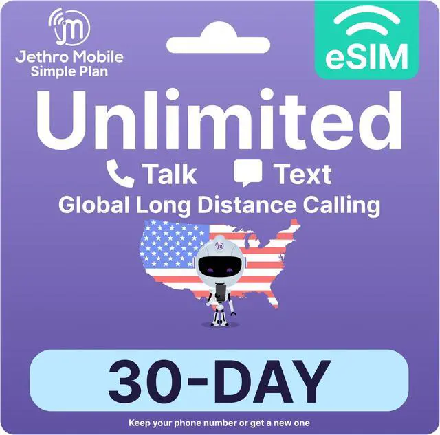 Alt view image 7 of 13 - Jethro Mobile - eSIM USA for Canadian Travelers, Unlimited Talk & Text, Uses T-Mobile Network, 30 Days Service with Easy Activation and International Calling to Canada