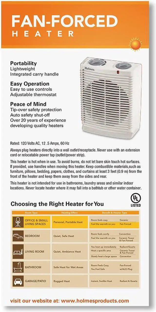 Alt view image 2 of 3 - Holmes® Desktop Heater Fan with Manual Thermostat HFH111T-NU