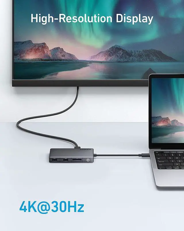Alt view image 5 of 6 - USB-C Hub (7-in-1 4K HDMI) with 3 5Gbps USB-C and USB-A Data Ports Max 100W Power Delivery 4K HDMI Display Ethernet for   XPS HP Laptops MacBook Ipad and More