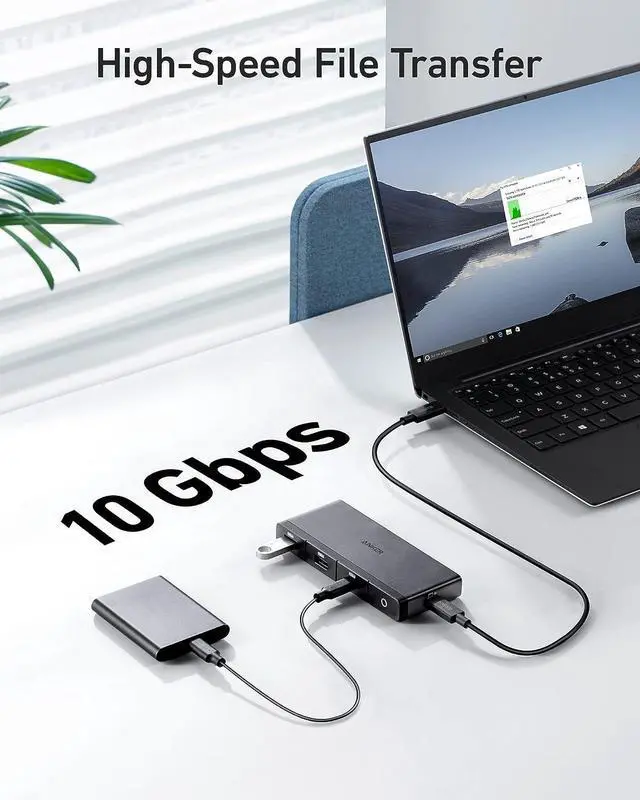 Alt view image 4 of 6 - Anker USB C Hub, 556 USB-C Hub (USB4, 8-in-1) with 1.6ft USB4 Cable, 10 Gbps USB-C and USB-A Data Ports, 8K HDMI and DisplayPort, for Microsoft Surface Pro 8, HP EliteBook 850 G8, and More (Black)