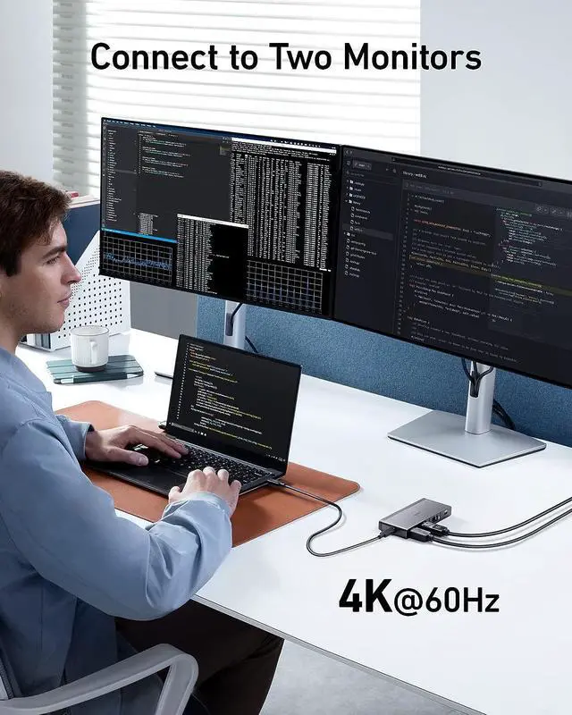 Alt view image 6 of 6 - Anker USB C Hub, 556 USB-C Hub (USB4, 8-in-1) with 1.6ft USB4 Cable, 10 Gbps USB-C and USB-A Data Ports, 8K HDMI and DisplayPort, for Microsoft Surface Pro 8, HP EliteBook 850 G8, and More (Black)