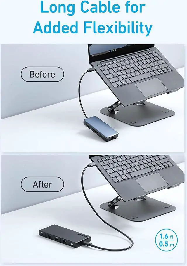 Alt view image 6 of 7 - 364 USB C Hub (10-in-1 Dual 4K HDMI) with Max 100W Power Delivery Dual 4K HDMI Ports 4 USB-C & A Data Ports Ethernet and SD Card Slot for  Laptop ThinkPad and More